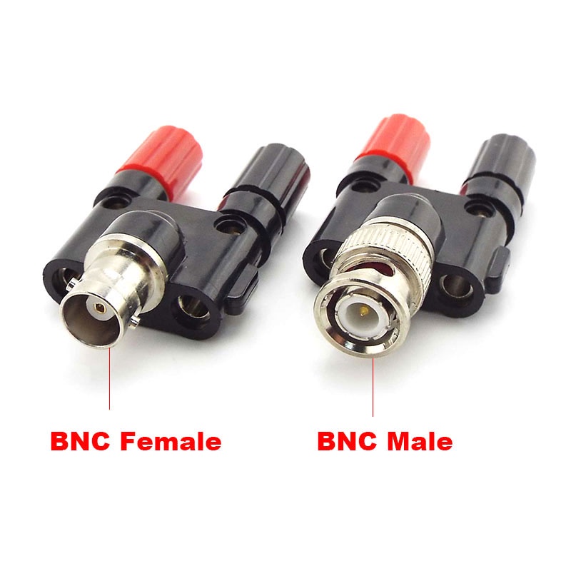 อะแดปเตอร์เชื่อมต่อเสียง BNC Male to Dual 4 มม. Banana BNC Female Jack Coaxial RF