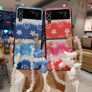 เคส Samsung Galaxy Z Flip4 Z Flip3 ป้องกันโทรศัพท์มือถือ ลายสุนัขน่ารัก พร้อมสายคล้อง สําหรับ Z Flip4 Z Flip3