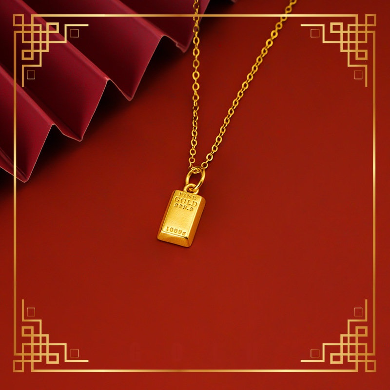 [Lucky K Gold] Au999 สร้อยคอทองคําแท่งเล็กที่อุดมไปด้วยสําหรับผู้หญิง
