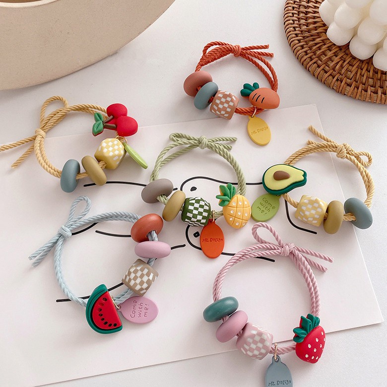 ยางรัดผมผล ไม้วินเทจ เชือกมัดผม แฟชั่น น่ารัก ยางมัดผม ยางรัดผม Hair Ropes [ร้านไทย เตรียมจัดส่งสินค้า]