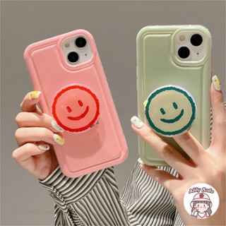 เคส TPU นิ่ม ปิดด้านหลัง กันเหงื่อ ลายศิลปะยิ้ม สีชมพูครีม แวววาว สร้างสรรค์ IP 14 Pro Max IP 11 สําหรับ IP 12 11 Pro Max X XS