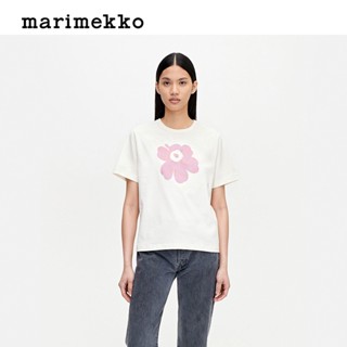 【Unikko สามารถพิมพ์ได้】เสื้อยืดแขนสั้น พิมพ์ลาย Marimekko แฟชั่นสไตล์ฟินแลนด์