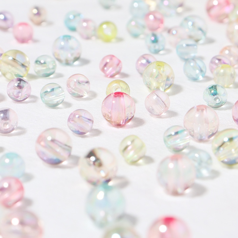 100 ชิ้น / แพ็ค อะคริลิคใส เยลลี่ สีชุบ ลูกปัดกลม diy สี ลูกปัด สร้อยข้อมือ เครื่องประดับขนาดเล็ก ขายส่ง