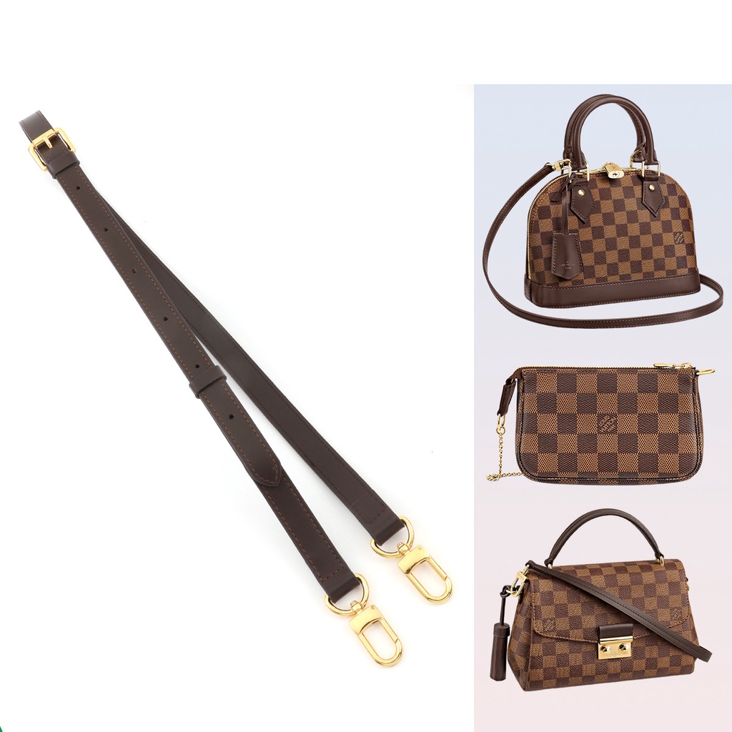 สายสะพายหนังแท้ LV พร้อมสายคล้องคอหนังวัวคุณภาพดีเหมาะสำหรับเปลี่ยนสายคล้องคอ LV Speedy Alma Papillon