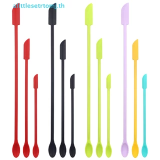 Alittlese 3 ชิ้นซิลิโคนยาว Scraper Double- Cosmetic Jam Deep Bottle Scraper TH