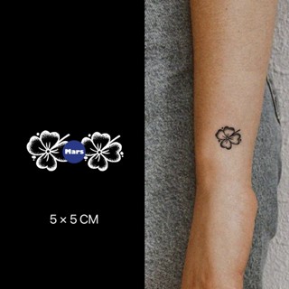 【Mars Tattoo】ใหม่ สติกเกอร์รอยสักชั่วคราว ลายใบโคลเวอร์สี่แฉก กึ่งถาวร 2 สัปดาห์ ติดทนนาน MNF062