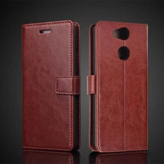 เคสหนัง Pu ฝาพับ พร้อมช่องใส่บัตร สไตล์เรโทร สําหรับ Sony Xperia XA2