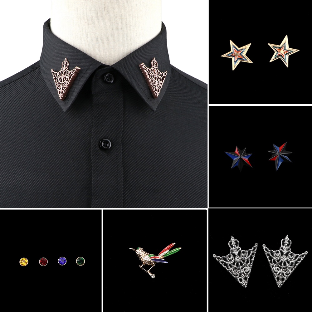Zonfaz 1PC/1 คู ่ Vintage ชุดเสื ้ อคอปก Pin Novelty เข ็ มกลัดคริสตัล Pins สําหรับผู ้ ชายผู ้ หญิงทุกวันอุปกรณ ์ เสริมของขวัญ