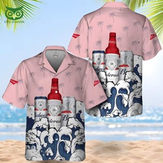 Budweiser เสื้อเบียร์ สไตล์ฮาวาย เหมาะกับฤดูร้อน ของขวัญ สําหรับคู่รัก ชายหาด