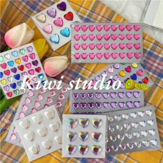 KiwiStudio（ผสม 5ชิ้น）สติ๊กเกอร์ สติกเกอร์คริสตัลสีหัวใจรูปหัวใจ สติกเกอร์ PVC หลากสีสัน（119）