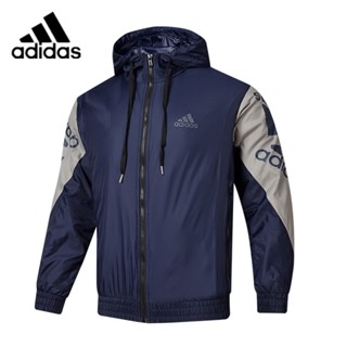 Adidas ของแท้ เสื้อกันลม มีฮู้ด กลางแจ้ง เสื้อกันลม กีฬา กันลม สําหรับทุกเพศ