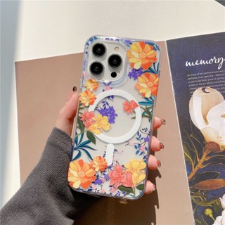 เคสโทรศัพท์มือถือแบบแข็ง ใส ผิวด้าน กันกระแทก ลายดอกไม้ หรูหรา สําหรับ iPhone 14 pro max 13 12 14 Plus IMD