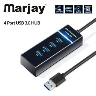 Marjay 4 พอร์ต USB 3.0 ฮับแยก / อะแดปเตอร์ฮับ USB ถ่ายโอนข้อมูลอย่างรวดเร็ว / ตัวเชื่อมต่อขยายฮับ USB แบบบาง หลายพอร์ต ความเร็วสูง