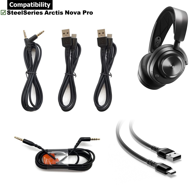 สายสํารองสําหรับชุดหูฟังสําหรับเล่นเกม SteelSeries Arctis Nova Pro - สายสัญญาณเสียง GameDAC 3.5 มม. USB-C Charing Line