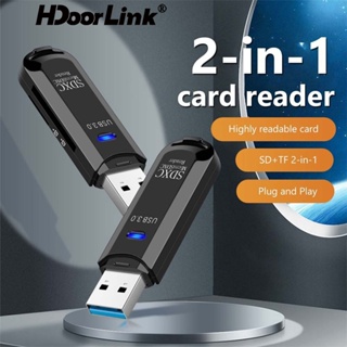 Hdoorlink 2-in-1 อะแดปเตอร์การ์ดรีดเดอร์ USB 3.0 เป็น SD Micro SD TF สําหรับ PC แล็ปท็อป