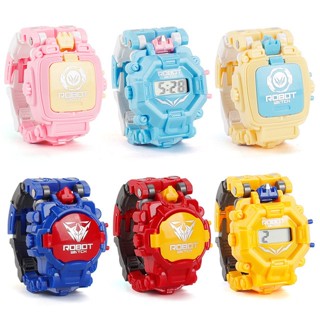 Childrens cartoon toy fun deformation robot electronic watch（8）