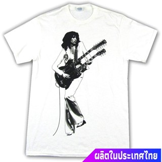 #ถูกสุด Led Zeppelin Jimmy Page Guitar Photo Zoso Back Black T-Shirt NEW cotton waffle shirt t shirt for men Gildan