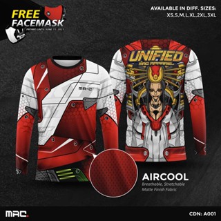 Mac เสื้อกีฬาแขนยาว ผ้า Aircool พิมพ์ลาย แบบเต็มตัว สําหรับขี่จักรยานยนต์ Drifit A001