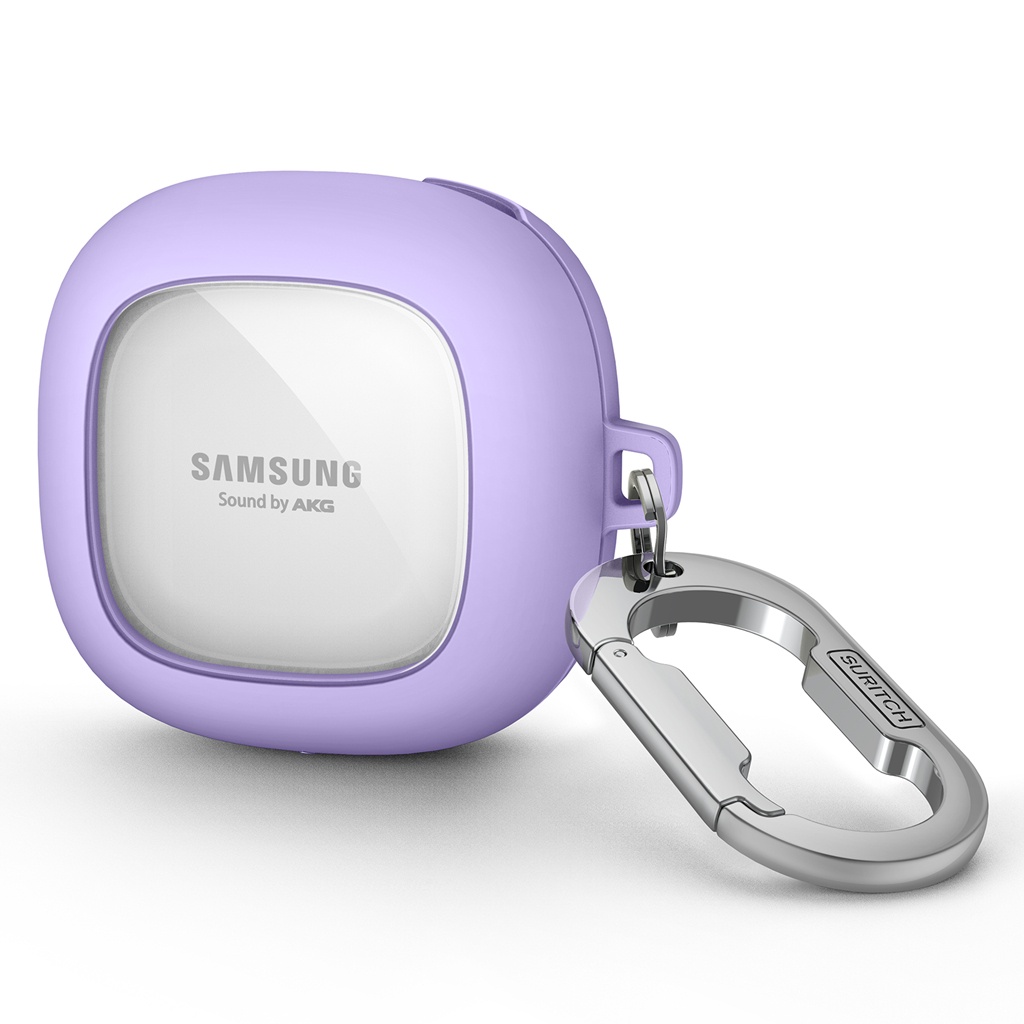 Suritch Slim และ Stylish Transparent Hard PC กันกระแทกเคส TPU พร้อมคาราบิเนอร์สําหรับ Samsung Galaxy Buds 2 Pro Buds Live FE