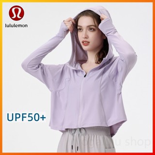 Lululemon ใหม่ เสื้อแจ็กเก็ต เสื้อกีฬา โยคะ กันแดด มีฮู้ด พร้อมหัวเข็มขัดสวมนิ้ว 1328