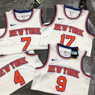 เสื้อกีฬาบาสเก็ตบอล NBA Jersey York Knicks สไตล์คลาสสิก สําหรับผู้ชาย # เสื้อกีฬาแขนสั้น ลายทีมชาติสวิงแมน Derrick 9 RJ Barrett 4 Roses สีขาว สไตล์เรโทร 693101