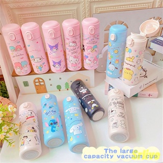 Sanrio Cartoon 304 กระติกน้ำร้อนสแตนเลสถ้วย Kuromi Cinnamoroll My Melody 420ML ถ้วยสูญญากาศเด็กของขวัญวันเกิด