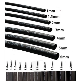 ท่อหดความร้อน สีดํา Φ 1 1.5 2 2.5 3 3.5 4 5 6 7 8 9 มม.