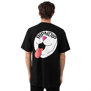 Ripndip เสื้อยืดผ้าฝ้าย แขนสั้น พิมพ์ลายแมว ทรงหลวม สไตล์ฮิปฮอป