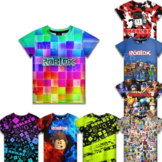 Roblox เสื้อยืดคอกลม แขนสั้น พิมพ์ลายการ์ตูนอนิเมะ 3D ระบายอากาศ แฟชั่นฤดูร้อน สําหรับเด็กผู้ชาย