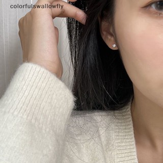 Colorfulswallowfly ต่างหูสตั๊ด สเตนเลส ประดับเพทายคริสตัล 3 4 5 มม. สําหรับผู้หญิง 1 คู่