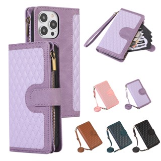 เคสโทรศัพท์มือถือหนัง มีซิป พร้อมสายสะพาย และช่องใส่บัตร สําหรับ iPhone 14 Pro Max 13 12 11 X XR XS 7 8 Plus SE 2022