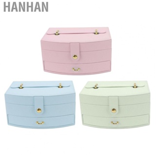 Hanhan Small Jewelry Organizer 2 Layers Jewelry Storage Box Beautiful Protective PU Leather Compact Divided Compartment with Clasp for