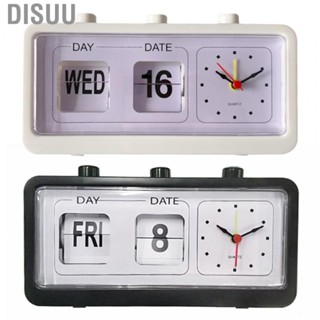 Disuu Manual Jump Calendar Alarm Clock  Vintage Fashionable Stable Accurate Desktop Manual Calendar Clock  for Office