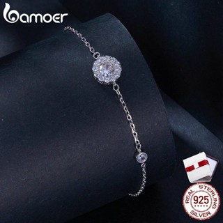 Bamoer S925 VVS1 Moissanite สร้อยข้อมือ แบบบาง ปรับความยาวได้ 0.5 กะรัต พร้อมใบรับรอง ทดสอบแล้ว 100% MSB007