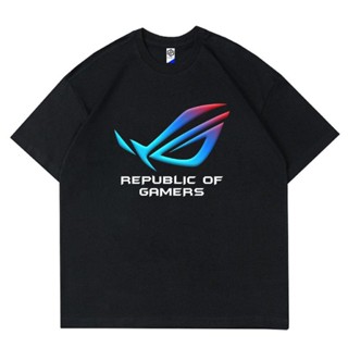 พร้อมส่ง ผ้าฝ้ายบริสุทธิ์ T-SHIRT    REPUBLIC OF GAMERS  KAOS PRIA WANITA  BAJU DEWASA DAN ANAK  TSHIRT ROG  T SHIRT