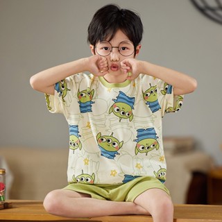 Summer new little monster cotton childrens home clothes Cute cartoon childrens short-sleeved pajamas