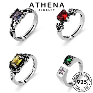 ATHENA JEWELRY Silver วินเทจ แท้ เกาหลี เงิน มอยส์ซาไนท์ไดมอนด์ 925 แฟชั่น แหวน เครื่องประดับ เครื่องประดับ ผู้หญิง ต้นฉบับ M075