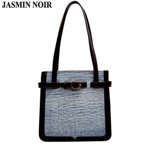 Jasmin NOIR กระเป๋าถือ กระเป๋าสะพายไหล่ ผ้ายีน ทรงสี่เหลี่ยม สําหรับสตรี