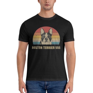 เสื้อยืด พิมพ์ลาย Boston Terrier Dad Funny Fathers Day เหมาะกับของขวัญวันพ่อ สําหรับผู้ชาย