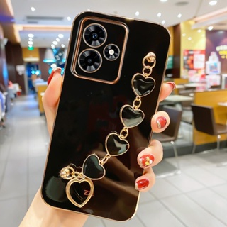 ใหม่ เคสโทรศัพท์มือถือ TPU แบบนิ่ม ลายหัวใจ มีสายโซ่คล้อง สําหรับ Realme C53 C55 NFC 4G RealmeC53 2023