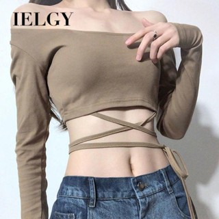 IELGY เสื้อยืดแขนยาว รัดรูป ออกแบบดี เรียบง่าย สําหรับผู้หญิง