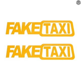 พร้อมส่ง สติกเกอร์ไวนิล ลายสัญลักษณ์ FAKE TAXI สะท้อนแสง มีกาวในตัว สําหรับติดตกแต่งรถยนต์ 1 ชุด (2 ชิ้น ต่อชุด)