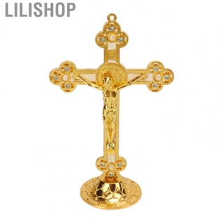 Lilishop Holy Crucifix  Standing Crucifix Catholic Stable Base  for Holiday Gifts for Desktop Decoration