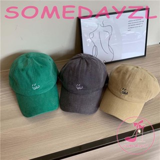 Somedayzl หมวกเบสบอล ปักลายหน้ายิ้ม สีพื้น สไตล์ฮิปฮอป สําหรับผู้หญิง และผู้ชาย