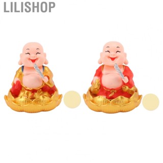 Lilishop Solar Maitreya Statue Solar Monk Car Decoration Automatic Drive Vivid for Restaurant