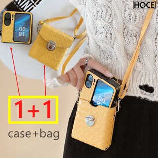 Hoce 1+1[เคส+กระเป๋า] เคสโทรศัพท์มือถือหนัง แบบฝาพับ พร้อมสายสะพายไหล่ สะพายข้าง สําหรับ OPPO Find N2 Flip 5G CPH243 FindN2Flip