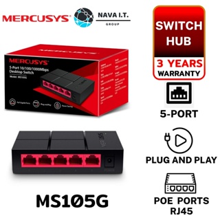 COINSคืน15%⚡FB9JMZV6⚡ MERCUSYS MS105G SWITCH (สวิตซ์) 5 PORTS 10/100/1000MBPS DESKTOP SWITCH ประกัน 3 ปี