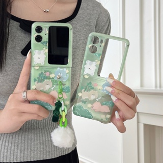 Findn2flip เคสโทรศัพท์มือถือแบบนิ่ม ฝาพับ ลายสัตว์น่ารัก พร้อมจี้ สําหรับ OPPO Find N2 Flip IMD