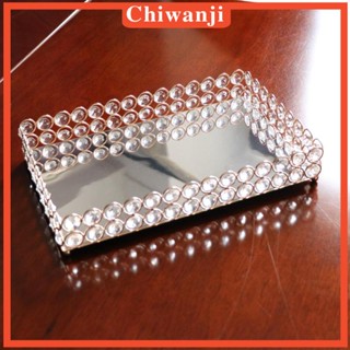 [Chiwanji] ถาดกระจกคริสตัล 3 ขนาด สําหรับใส่เครื่องประดับ น้ําหอม ตกแต่งบ้าน