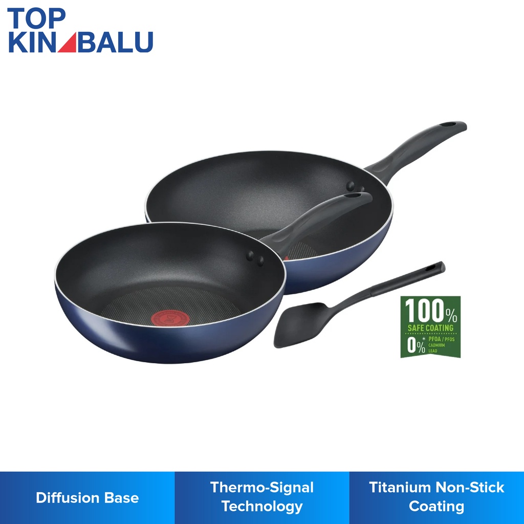 TEFAL B266S393 CLEAR COOK ชุด 3 ชิ้น (FRYPAN 26CM+ WOKPAN 28CM + SPATULA)